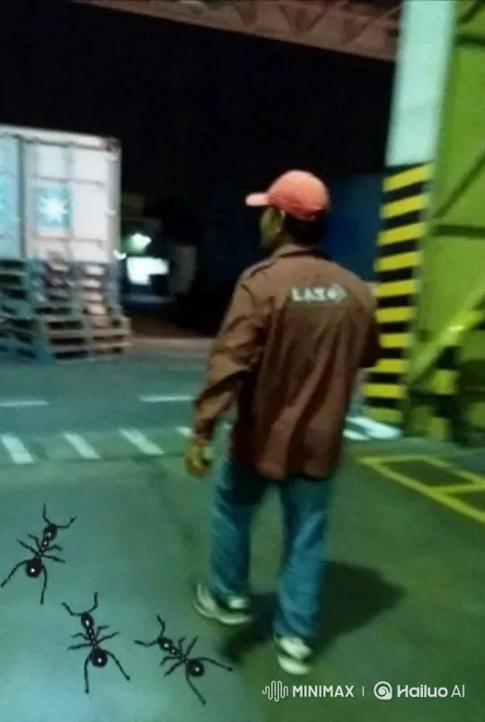 Night Walk in Industrial Area with Ants – AI Generated Video | Hailuo AI