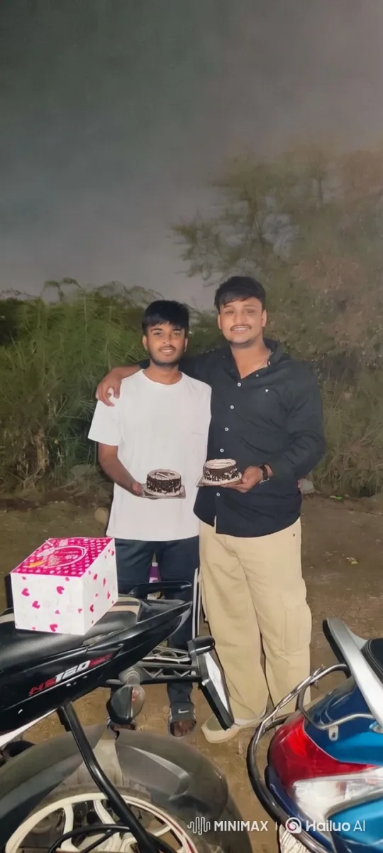 Nighttime Celebration: Couple Shares Chocolate Cakes – AI Generated Video | Hailuo AI