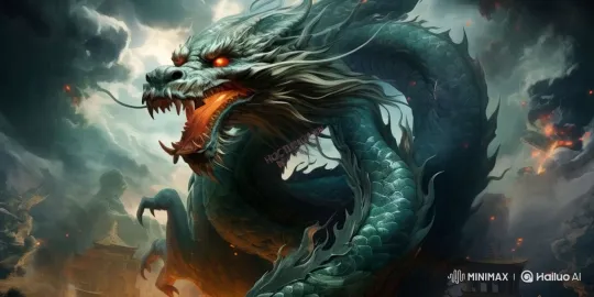 Majestic Dragon Unleashes Fire in Stormy Temple Landscape – AI Generated Video | Hailuo AI