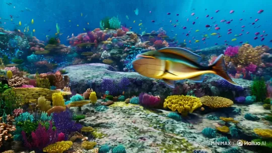Surreal Underwater Football with Graceful Fish – AI Generated Video | Hailuo AI