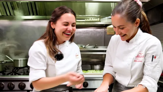 Chefs Mia and Lena: Culinary Dance of Love and Labor – AI Generated Video | Hailuo AI