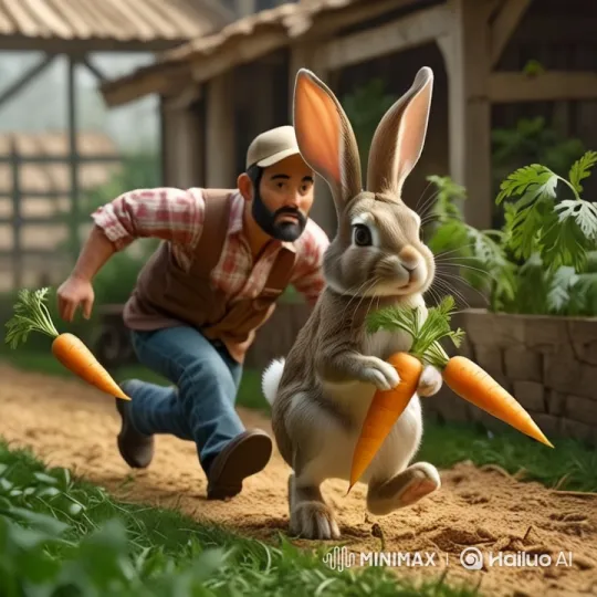 Farmer Chases Clever Rabbit for Golden Carrot – AI Generated Video | Hailuo AI