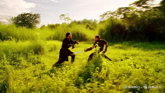 Vibrant Field Battle: Warriors Clash in Cinematic Light – AI Generated Video | Hailuo AI