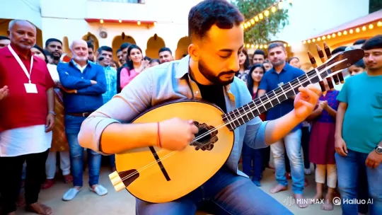 Young Man Enthralls Crowd with Oud Performance – AI Generated Video | Hailuo AI