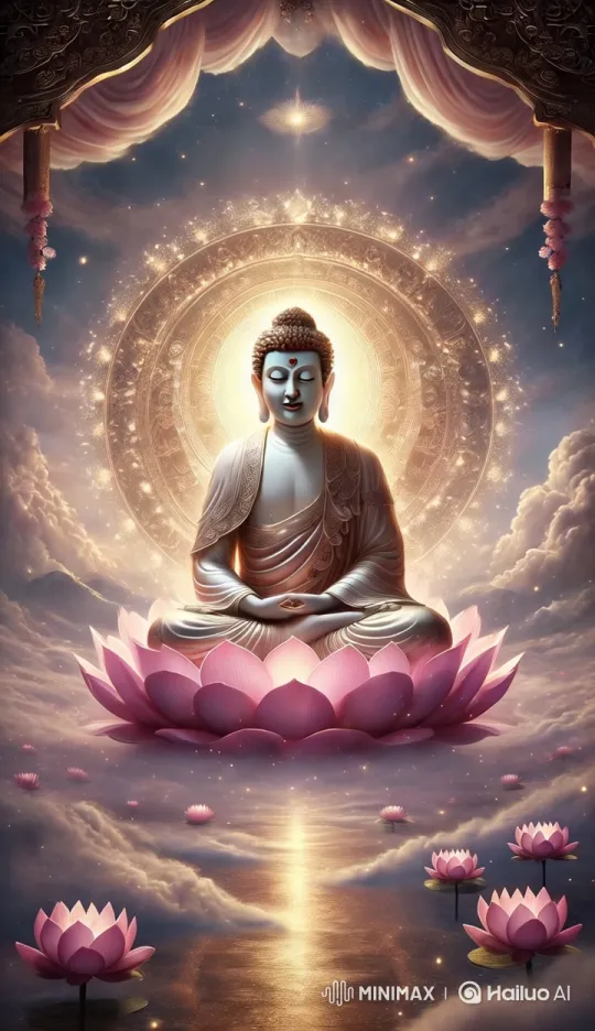 Serene Animation of Buddha on Lotus with Spiritual Aura – AI Generated Video | Hailuo AI