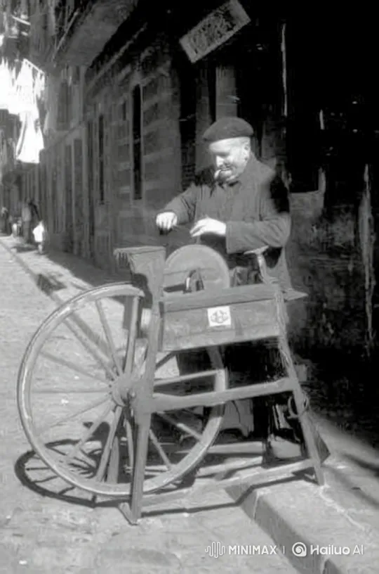 Aesthetic Footage of Elderly Man Grinding on Cobblestone Street – AI Generated Video | Hailuo AI