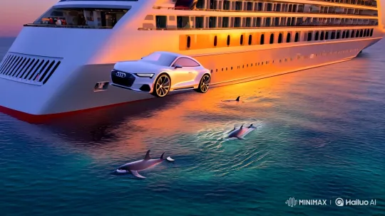 Audi's Futuristic Car Glides Over Ocean, Cruises Past Wildlife – AI Generated Video | Hailuo AI