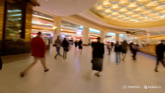 Stylish Camera Movements Capture Bustling Mall and Elegant Restaurant Entrance – AI Generated Video | Hailuo AI