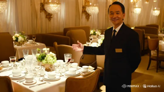 Sophisticated Restaurant Scene with Aesthetic Nostalgia – AI Generated Video | Hailuo AI