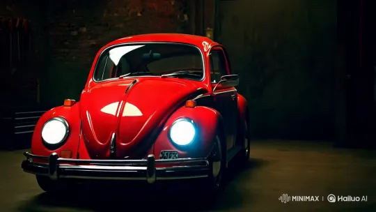 Vintage Beetle Awakens in Supernatural Garage Scene – AI Generated Video | Hailuo AI