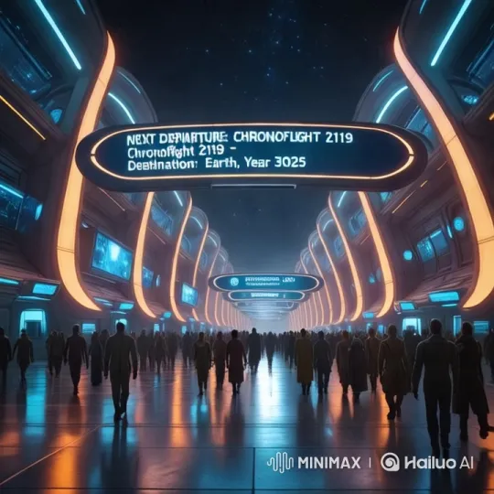 Futuristic Space Terminal: Chronoflight 2119 Departure Scene – AI Generated Video | Hailuo AI