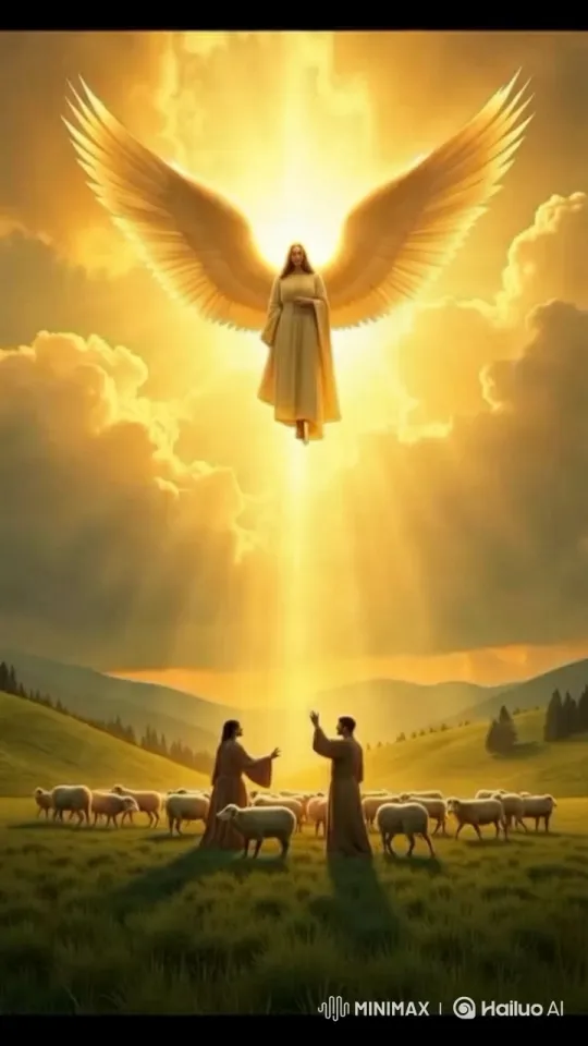 Radiant Angel Descends Amidst Peasants' Reverence – AI Generated Video | Hailuo AI