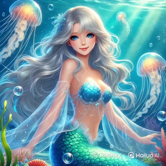 Mermaid's Enchanting Greeting in a Magical Underwater Realm – AI Generated Video | Hailuo AI