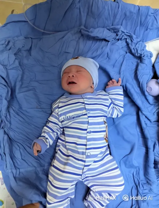 Baby's Joyful Dance on a Blue Blanket – AI Generated Video | Hailuo AI
