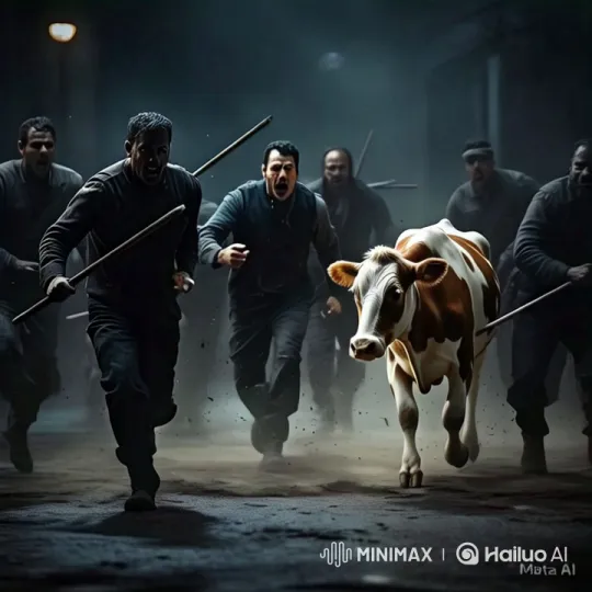 Violent Attack on Distressed Cow and Calf Captured on Camera – AI Generated Video | Hailuo AI