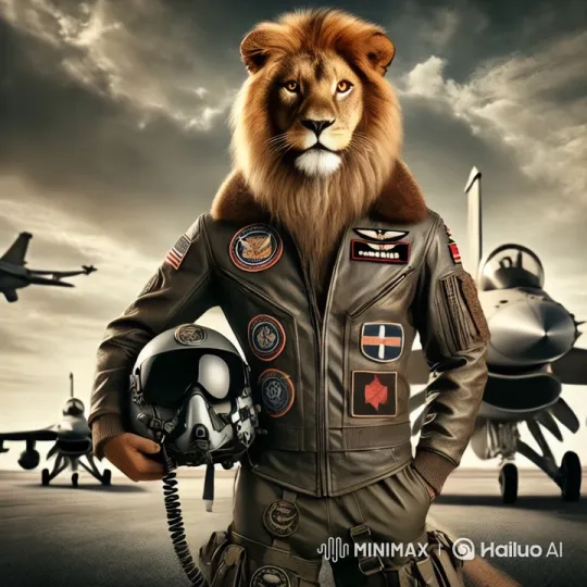 Lion Pilot Navigates Dramatic Sky in Fighter Jet – AI Generated Video | Hailuo AI