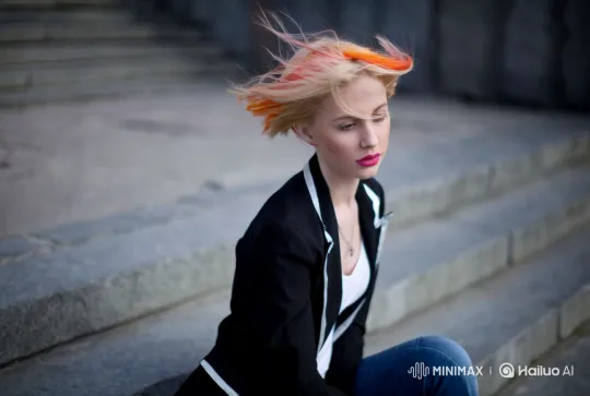 Vibrant Hair Flowing in Dreamy Bokeh Background – AI Generated Video | Hailuo AI