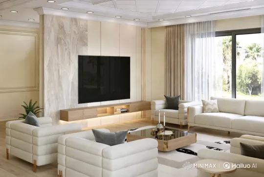 Luxurious Living Room with Modern Elegance – AI Generated Video | Hailuo AI