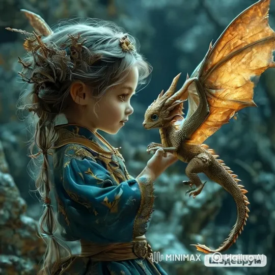 Mystical Forest: Enchanted Girl with Golden Dragon – AI Generated Video | Hailuo AI