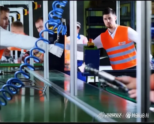 Worker Monitoring Machinery and Team Collaboration – AI Generated Video | Hailuo AI