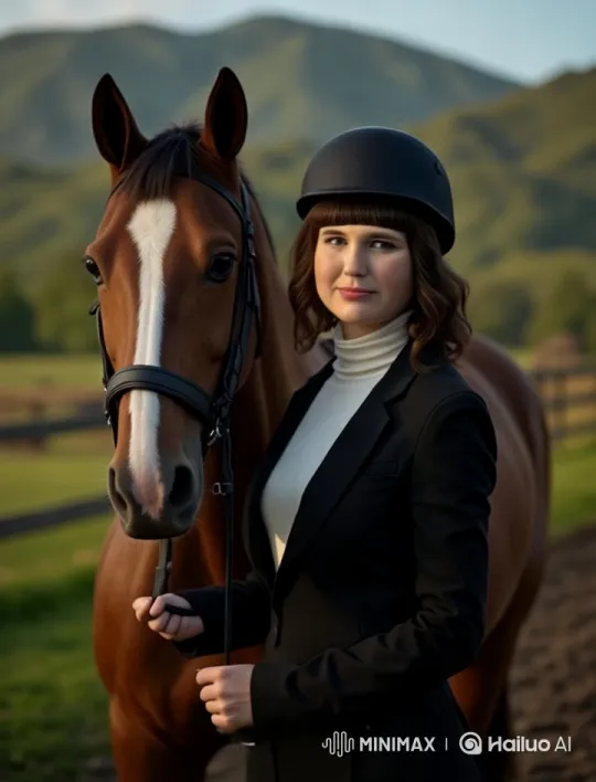 Elegant Rider in Serene Countryside Sunset – AI Generated Video | Hailuo AI
