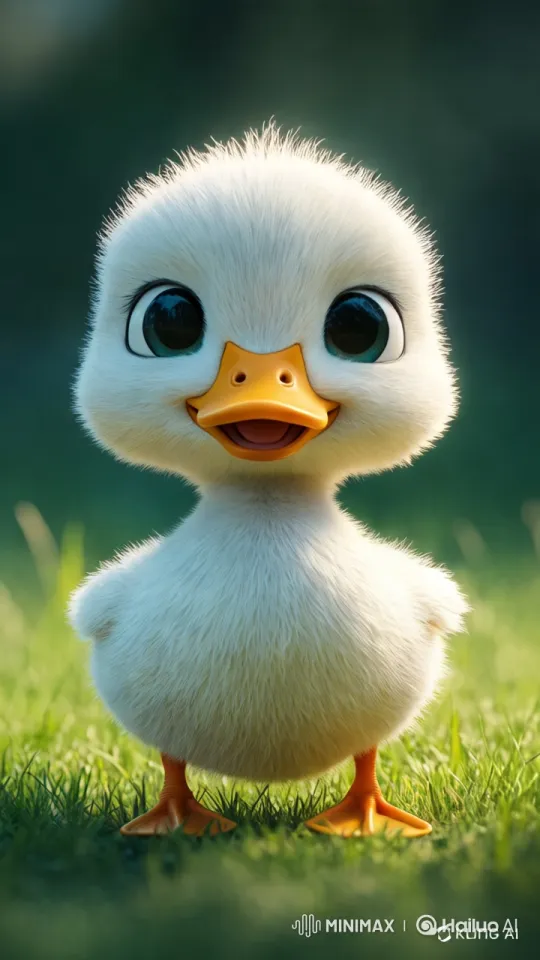 Cute Duckling on Green Grass Field – AI Generated Video | Hailuo AI