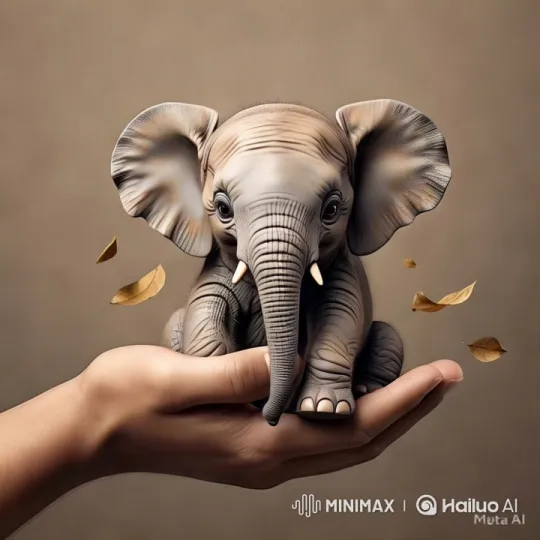 Gentle Interaction: Human Hand with Baby Elephant – AI Generated Video | Hailuo AI
