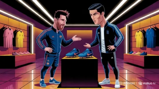 Lionel Messi and Cristiano Ronaldo Showcase Luxury Football Boots – AI Generated Video | Hailuo AI