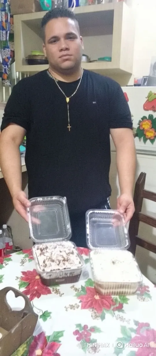 Man Dances with Desserts in Festive Kitchen – AI Generated Video | Hailuo AI