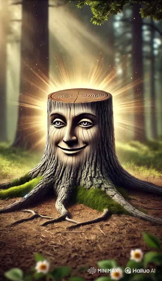 Forest Stump's Enchanting Interaction in Serene Nature – AI Generated Video | Hailuo AI