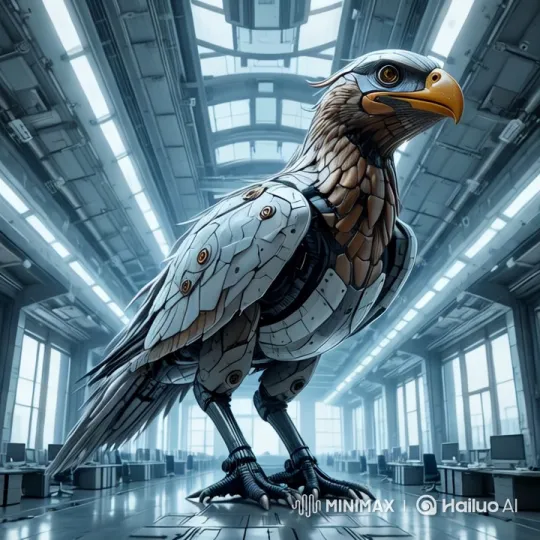 Futuristic Office with Mechanical Eagle Display – AI Generated Video | Hailuo AI