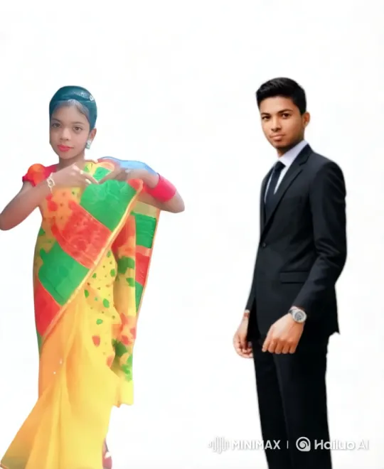Vibrant Intimacy: Saree and Suit Couple's Close-Up Kiss – AI Generated Video | Hailuo AI