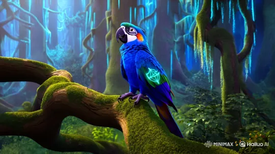 Enchanted Forest: Mystical Parrot Sings Under Moonlight – AI Generated Video | Hailuo AI