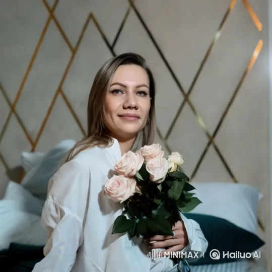 Girl with Roses: Elegant Gestures in Intimate Setting – AI Generated Video | Hailuo AI