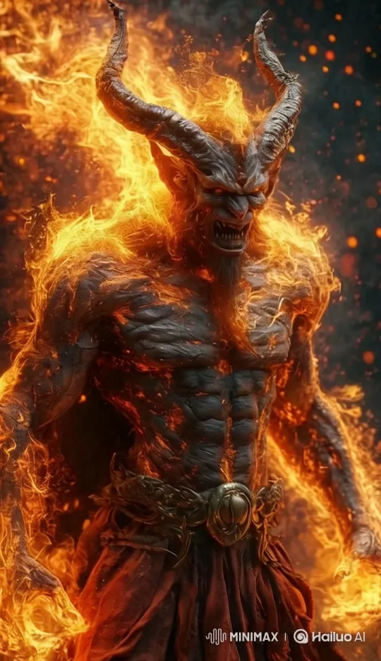 Intense Demon Display in Fiery, Dramatic Scene – AI Generated Video | Hailuo AI