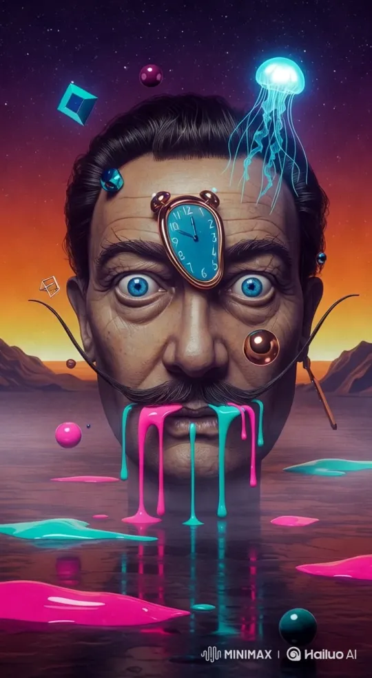 Surreal Aesthetic: Starry Night to Sunset with Floating Shapes – AI Generated Video | Hailuo AI