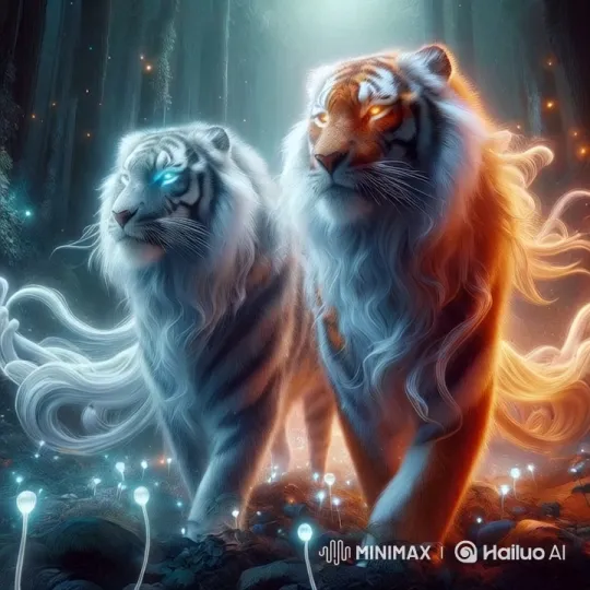 Mystical Tigers Transform into Fiery Phoenix – AI Generated Video | Hailuo AI