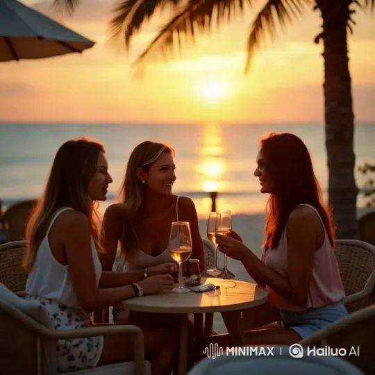 Sunset Toast on the Beach with Friends – AI Generated Video | Hailuo AI