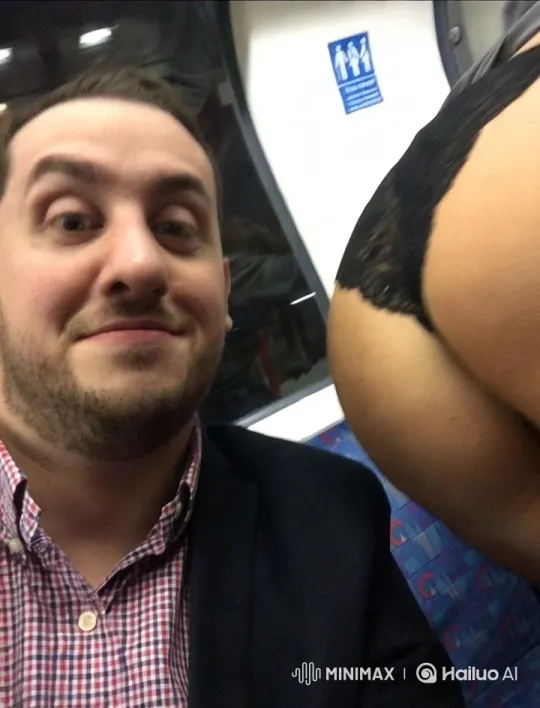 Man on Train Enthusiastically Reacts to Woman's Leg – AI Generated Video | Hailuo AI