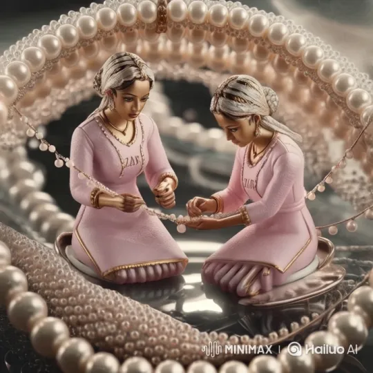 Artisanal Craftsmanship: Elegant Figurines Create a Pearl Necklace – AI Generated Video | Hailuo AI