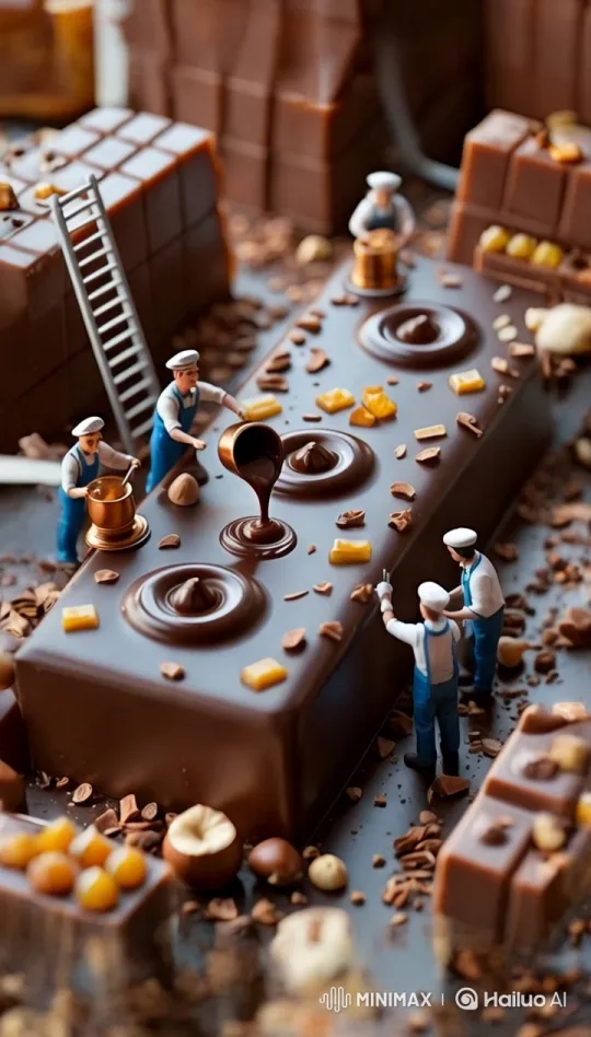 Miniature Chefs Craft Chocolate in Magical Factory – AI Generated Video | Hailuo AI