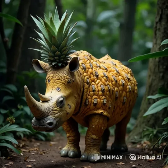 Fantastical Pineapple Rhino in Enchanted Forest – AI Generated Video | Hailuo AI