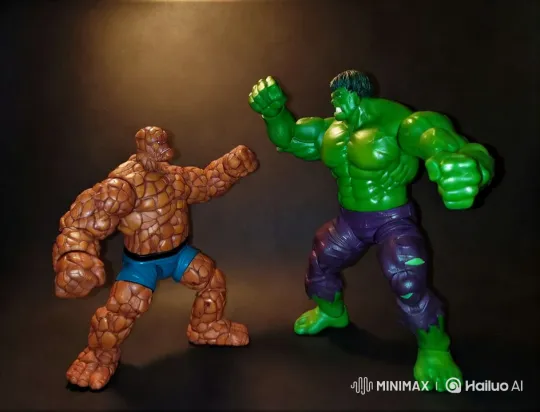 Action Figures: The Thing vs. The Hulk in Dynamic Fight – AI Generated Video | Hailuo AI