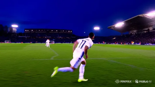 Cristiano Ronaldo: Dynamic Sprint on a Vibrant Football Field – AI Generated Video | Hailuo AI