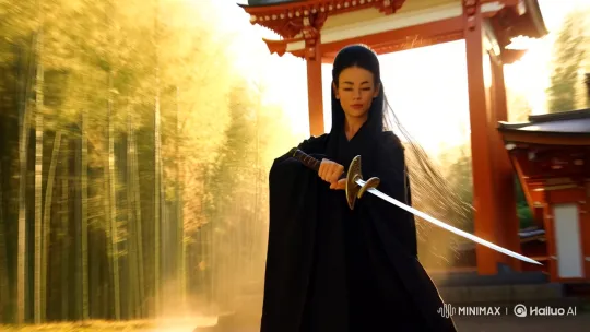 Japanese Shrine Maiden's Ritualistic Dance Captured on Film – AI Generated Video | Hailuo AI