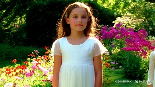 Contemplative Girl in a Sunlit Garden – AI Generated Video | Hailuo AI