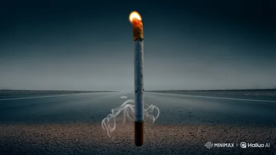 Cigarette Walks Alone, Ignited by Lightning, Message Revealed – AI Generated Video | Hailuo AI