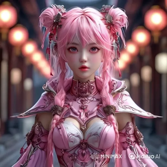 Vibrant Figure in Intricate Armor Stands Amidst Lanterns – AI Generated Video | Hailuo AI