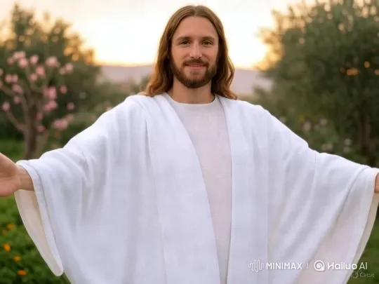 Serene Sunset: Jesus Embraces Nature's Beauty – AI Generated Video | Hailuo AI