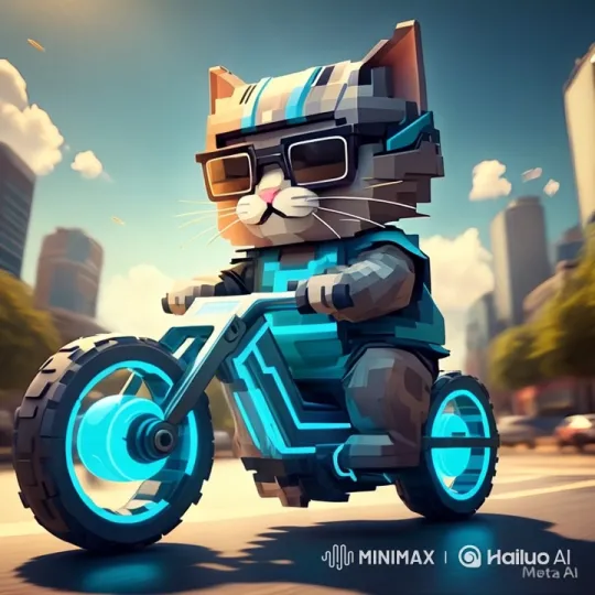 Fluffy Cat Rides Bicycle in Slow-Motion City Rain – AI Generated Video | Hailuo AI